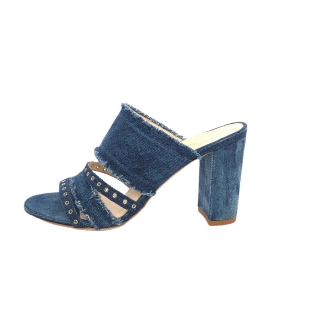 MARION PARKE Lenny Strappy Denim High-heel Sandals. Size 39. Fits US 8 or 8.5